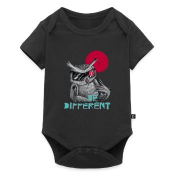 Be different Eule - einzigartig & besonders - Baby Premium Kurzarmbody - Schwarz - Vorne