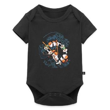 Sushi Drache auf Welle - Baby Premium Kurzarmbody - Schwarz - Vorne