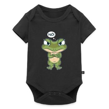 Frosch sagt Nein - Grumpy Frog - Baby Premium Kurzarmbody - Schwarz - Vorne