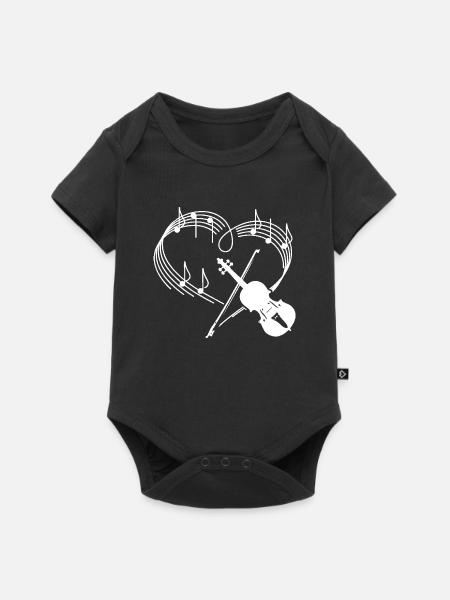 Violon Music Instrument Heartbeat Rhythm Tshirt - Body à manches courtes Premium Bébé - noir