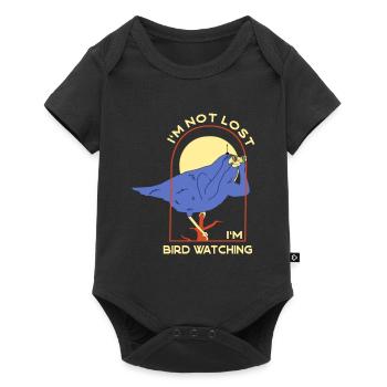 Bird Nerd Lustiges Vogel Design - Baby Premium Kurzarmbody - Schwarz - Vorne