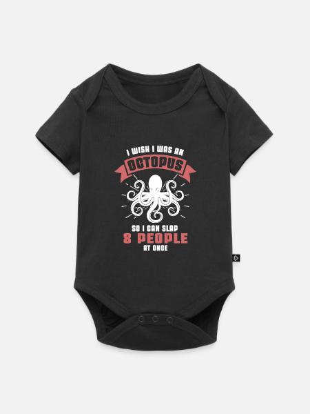 I wish I was an octopus around 8 people - Baby Premium short-sleeve bodysuit - black