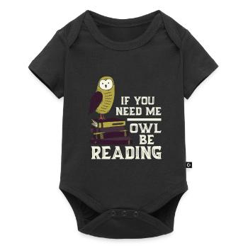 Eule Lesen Bücher Lustiger Spruch - Baby Premium Kurzarmbody - Schwarz - Vorne
