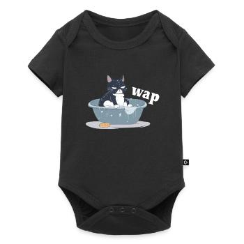 Calm Cat In Bath With Wap Lettering - Baby Premium short-sleeve bodysuit - black - Front