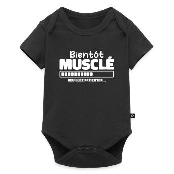 Soon to be muscular - please wait - Baby Premium short-sleeve bodysuit - black - Front