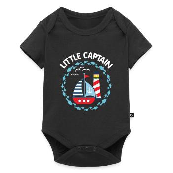 Petit capitaine avec voilier et phare - Body à manches courtes Premium Bébé - noir - Devant