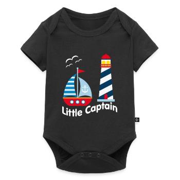 Petit capitaine avec voilier, mouettes et illumination - Body à manches courtes Premium Bébé - noir - Devant