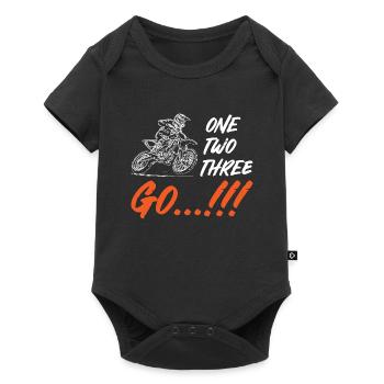 One Two Three Go Motocross - Baby Premium short-sleeve bodysuit - black - Front