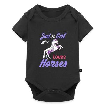 Juste une fille qui aime les chevaux - Body à manches courtes Premium Bébé - noir - Devant