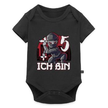 Roter Ninja Fünften 5 Geburtstag Junge Geschenk - Baby Premium Kurzarmbody - Schwarz - Vorne