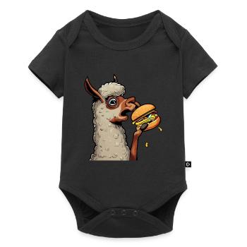 Lama mangeur de cheeseburger - Body à manches courtes Premium Bébé - noir - Devant
