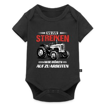 Bauernstreik Protest Landwirte Wir Bauern streiken - Baby Premium Kurzarmbody - Schwarz - Vorne
