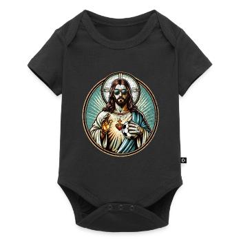 Jésus Football Cadeau Drôle Football Dieu Jésus Cadeau - Body à manches courtes Premium Bébé - noir - Devant