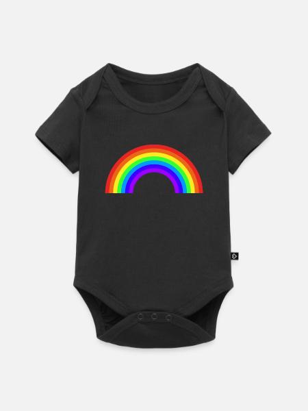 Regenbogen Groß - Baby Premium Kurzarmbody - Schwarz
