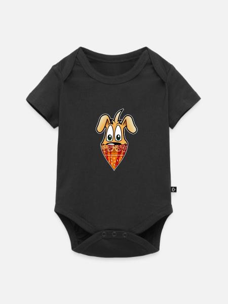 Hond met Bandana - Premium babyrompertje met korte mouwen  - zwart