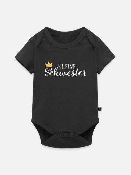 Kleine Schwester - Schwestern Mädchen Geschenkidee - Baby Premium Kurzarmbody - Schwarz