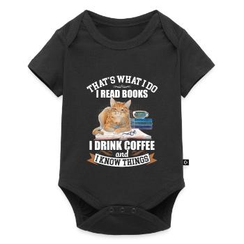 Je lis des livres, je bois du café T-shirt drôle de chat - Body à manches courtes Premium Bébé - noir - Devant