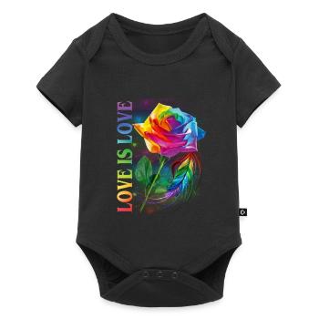 Love Is Love Rainbow Rose LGBT Awareness - Body à manches courtes Premium Bébé - noir - Devant