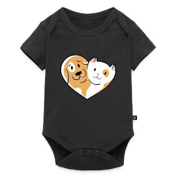 Amour des chats et amour des chiens - Body à manches courtes Premium Bébé - noir - Devant