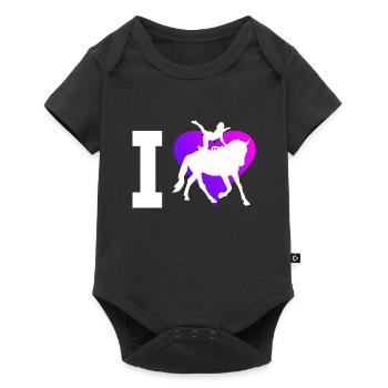 Balanceübungen Reitkunst Pferdegymnastik - Baby Premium Kurzarmbody - Schwarz - Vorne