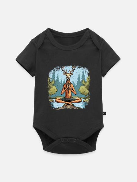 Hirsch Yogi - Baby Premium Kurzarmbody - Schwarz