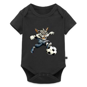 Chat Footballeur - Body à manches courtes Premium Bébé - noir - Devant