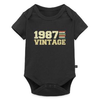 1987 Geburtstagsgeschenk 1987 Jahrgang 1987 Geschenk - Baby Premium Kurzarmbody - Schwarz - Vorne