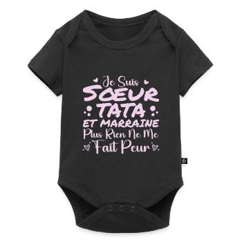 Sœur Tata et Marraine Je Suis Sœur Tata - Body à manches courtes Premium Bébé - noir - Devant