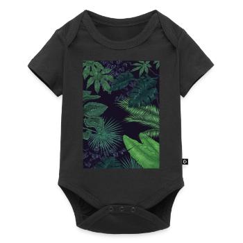 feuilles tropicales - Body à manches courtes Premium Bébé - noir - Devant