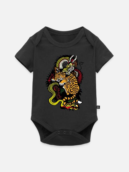 Drache Schlange Tiger - Baby Premium Kurzarmbody - Schwarz