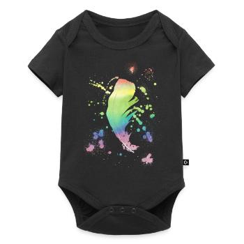 Feather Rainbow vintage shabby cool gift - Baby Premium short-sleeve bodysuit - black - Front