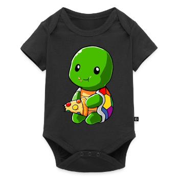 Tortue LGBT Pizza Gay Pride - Body à manches courtes Premium Bébé - noir - Devant