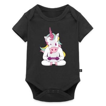playing rainbow gaming unicorn unicorn - Baby Premium short-sleeve bodysuit - black - Front