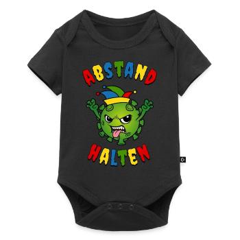 Fasching Karneval Corona Virus Abstand halten - Baby Premium Kurzarmbody - Schwarz - Vorne