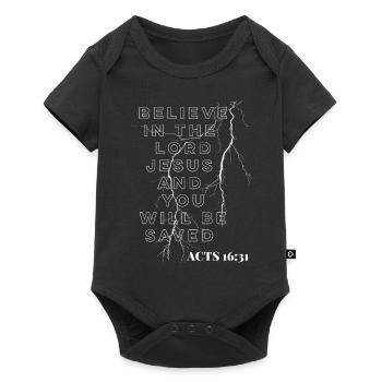 Believe in the Lord Jesus and you will be saved. - Baby Premium short-sleeve bodysuit - black - Front