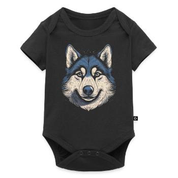 Husky Chien de traîneau Husky Head - Body à manches courtes Premium Bébé - noir - Devant