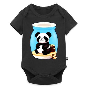 Mignon petit panda avec des biscuits - Body à manches courtes Premium Bébé - noir - Devant