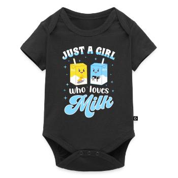 Just A Girl Who Loves Milk - Baby Premium Kurzarmbody - Schwarz - Vorne