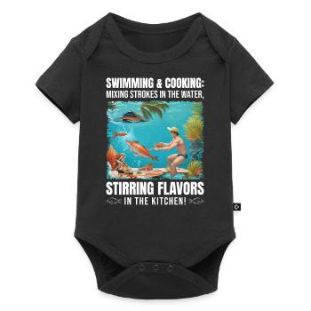 Natation et cuisine - Body à manches courtes Premium Bébé - noir - Devant