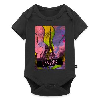 Paris, France, Ville, Horizon, Tour Eiffel, Coloré - Body à manches courtes Premium Bébé - noir - Devant
