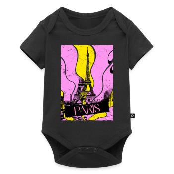Paris France City Skyline Tour Eiffel Vintage - Body à manches courtes Premium Bébé - noir - Devant