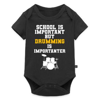School Is Important But Drumming Is Importanter - Baby Premium Kurzarmbody - Schwarz - Vorne