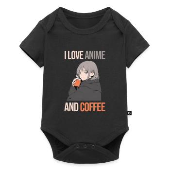 I love anime and coffee - manga style. - Baby Premium short-sleeve bodysuit - black - Front