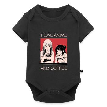 I love anime and coffee - manga style. - Baby Premium short-sleeve bodysuit - black - Front