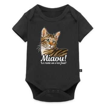 Chat tigré miaou (texte blanc) - Body à manches courtes Premium Bébé - noir - Devant