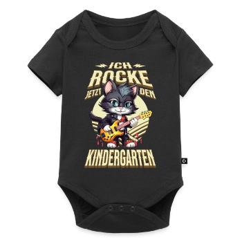 Kindergarten Kita Cat Guitar Rock Music - Baby Premium short-sleeve bodysuit - black - Front