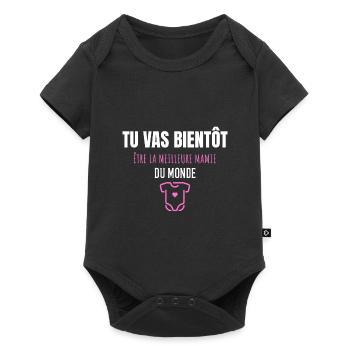 Bientôt mamie cadeau annonce grossesse - Body à manches courtes Premium Bébé - noir - Devant