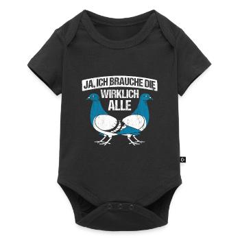 Taube Tauben Vogel - Baby Premium Kurzarmbody - Schwarz - Vorne