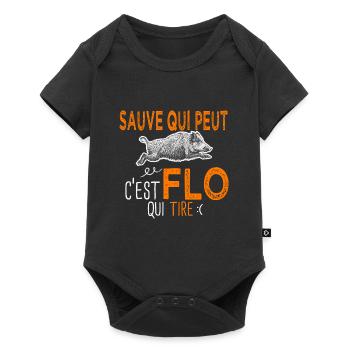 c'est Flo qui tire Humour Chaseur Florian Florent - Body à manches courtes Premium Bébé - noir - Devant