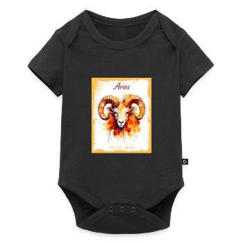 Zodiac Signs in Watercolor: Aries the Ram - Baby Premium short-sleeve bodysuit - black - Front